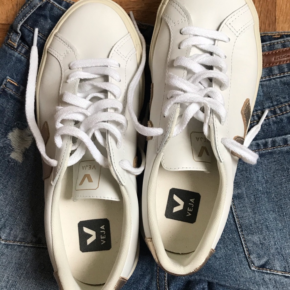 VEJA Esplar Metallic Trim Leather Sneakers / SZ 7